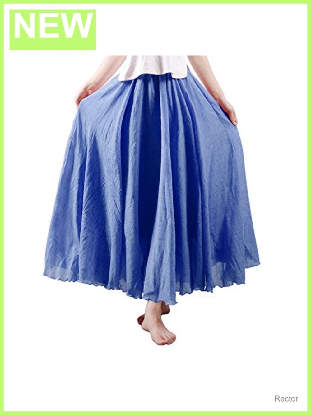 Boho Cotton Maxi Skirt Flowy A-Line Double Layer Beach Coverup